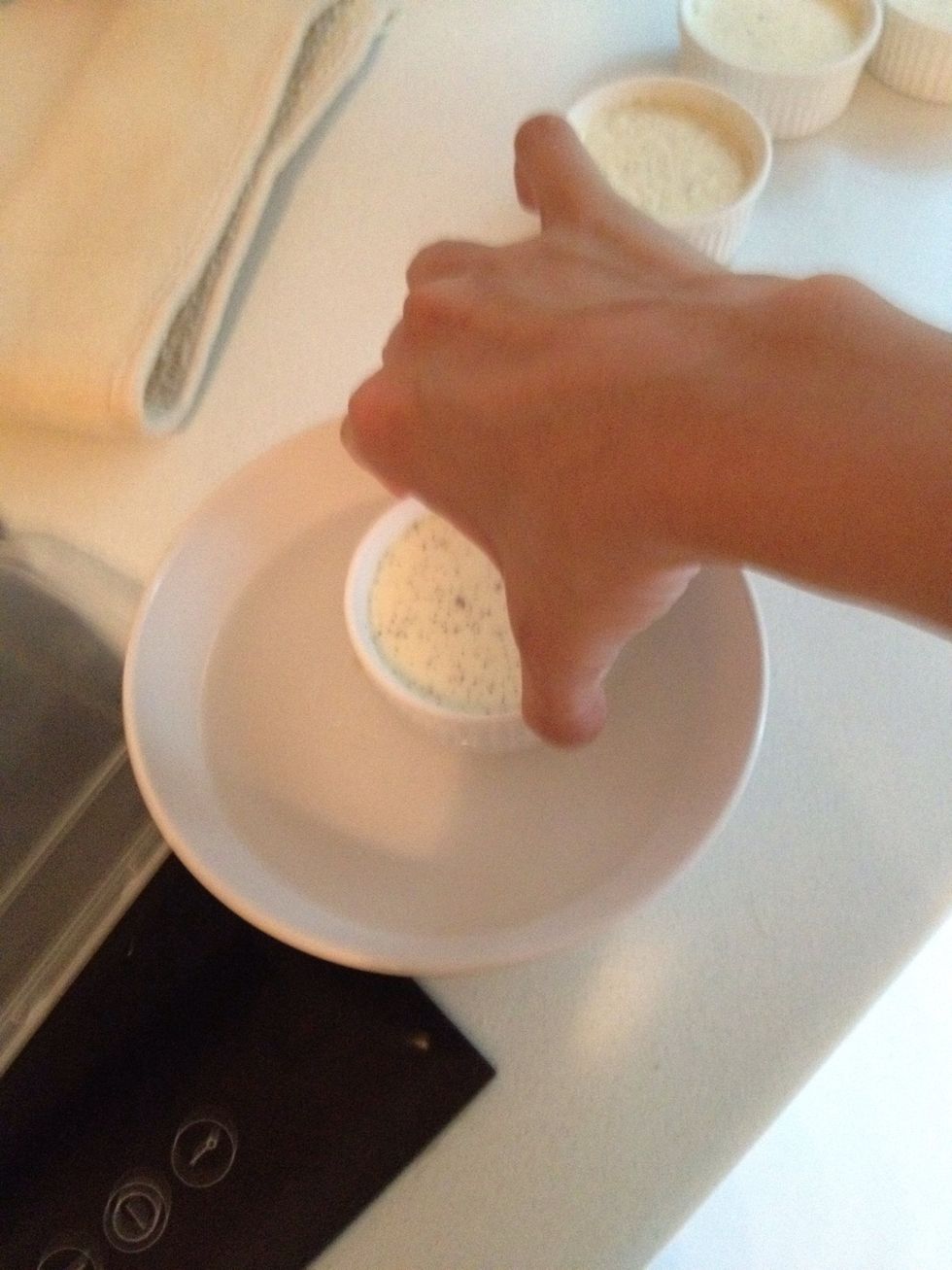 Dip the ramekin in count to 5