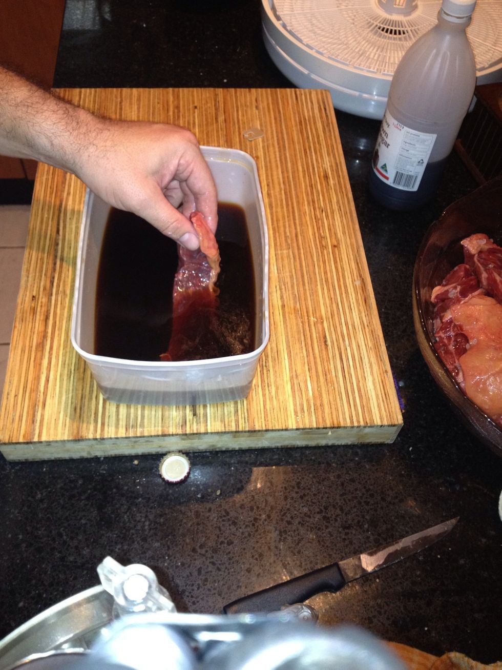 Dip you meat in the meat bath