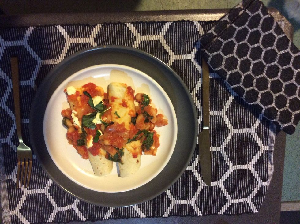 Dish it up place two or three basil leaves on top and enjoy \ud83d\ude00