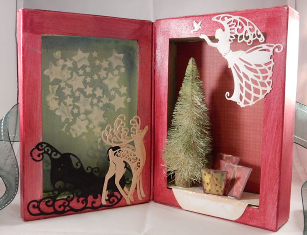 Display on a mantel or a shelf during the holidays.
