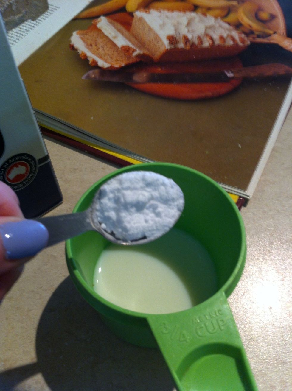 Dissolve 1 teaspoon bi-carb soda into 1 tablespoon milk
