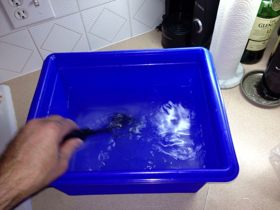 Dissolve the kosher salt by stirring in cold water. You may have to stir vigorously to dissolve the salt.