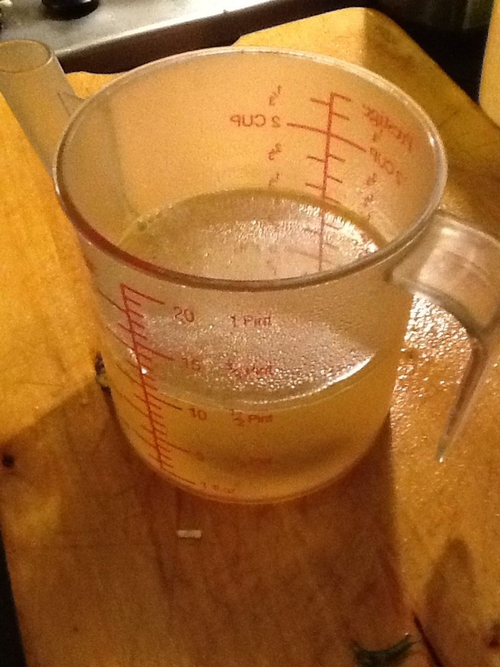 Dissolve the stock cube in a 1/2 pint of boiling water