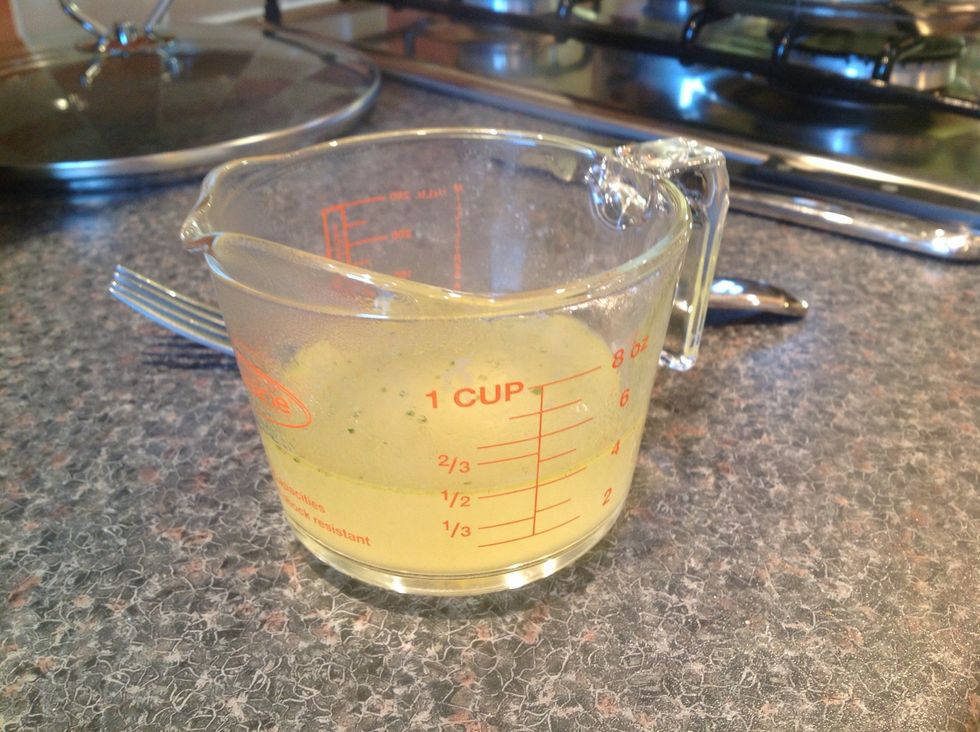 Dissolve the stock cube in boiling water, I only ended up using about half this but it's good to have a bit extra in case your sauce ends up too thick.