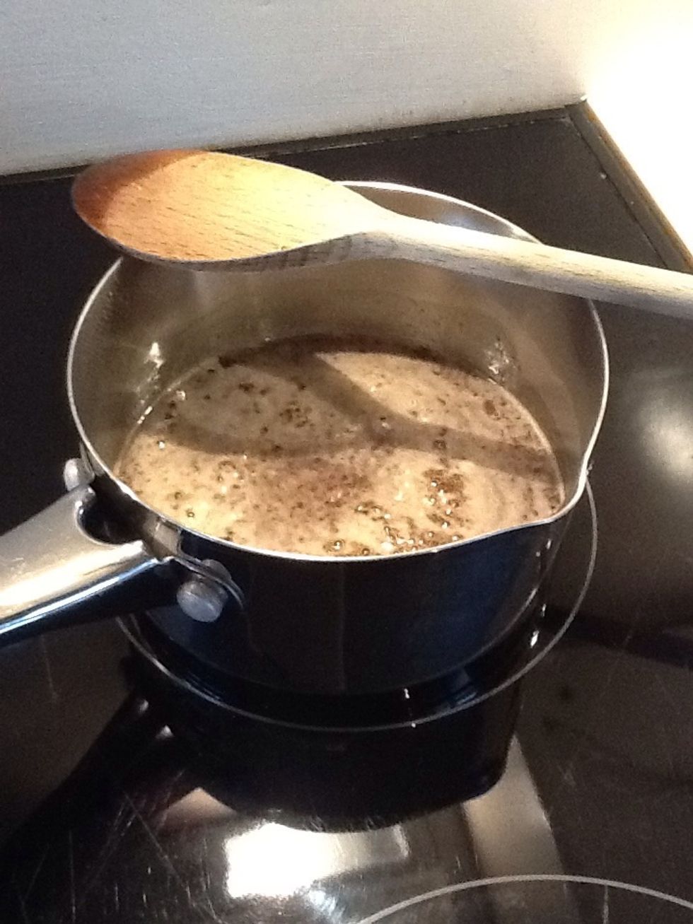 Dissolve the sugar over a low heat then turn up and bubble without stirring until the syrup is golden brown and smells of caramel. Don't overcook or it will taste bitter!