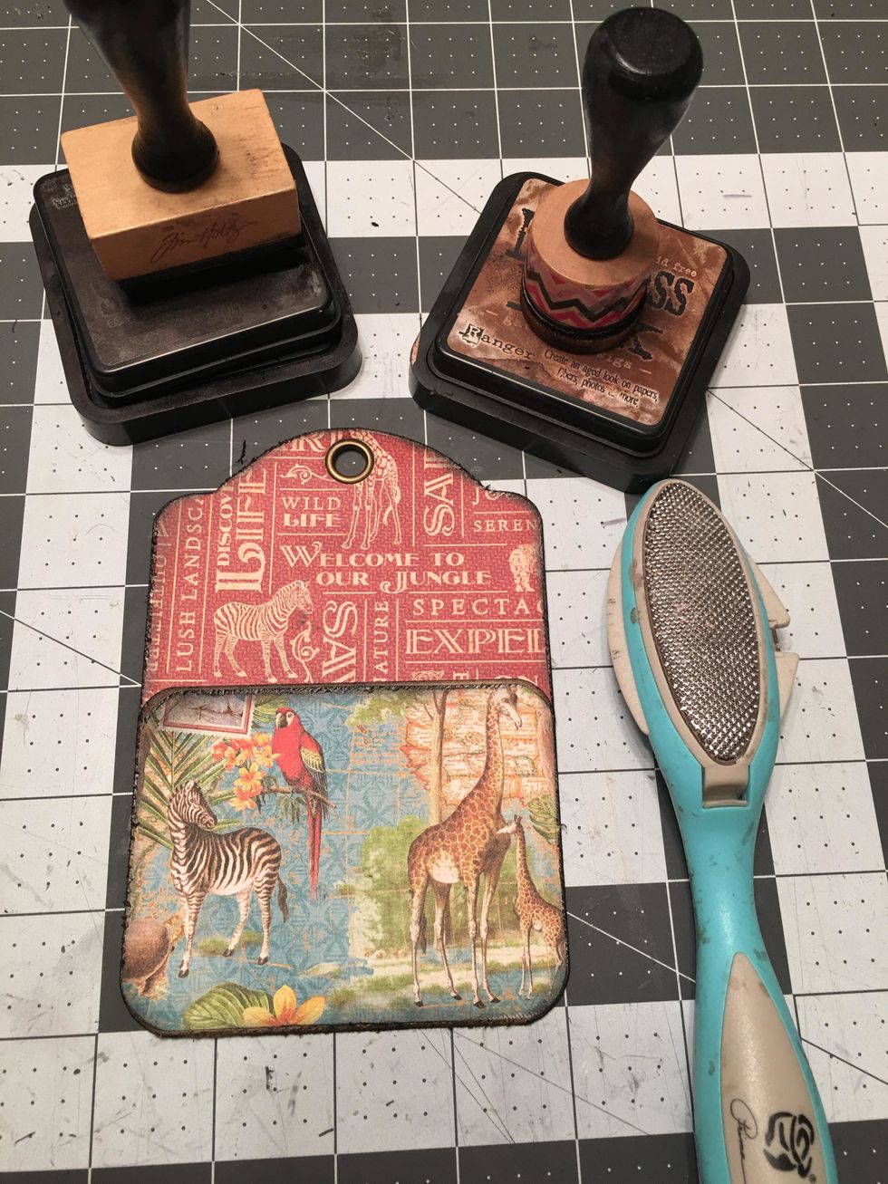 Distress and ink all edges.