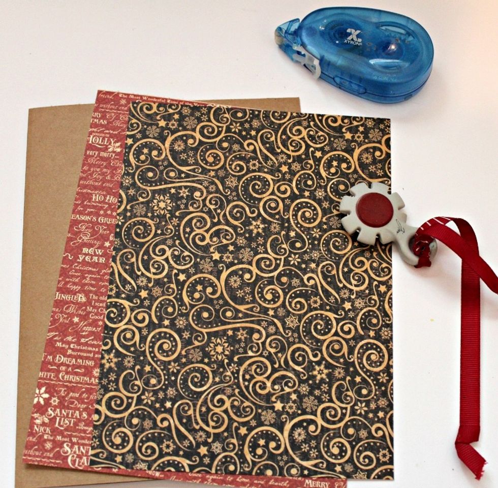 Distress edges of St Nicholas pattern paper with distress tool.