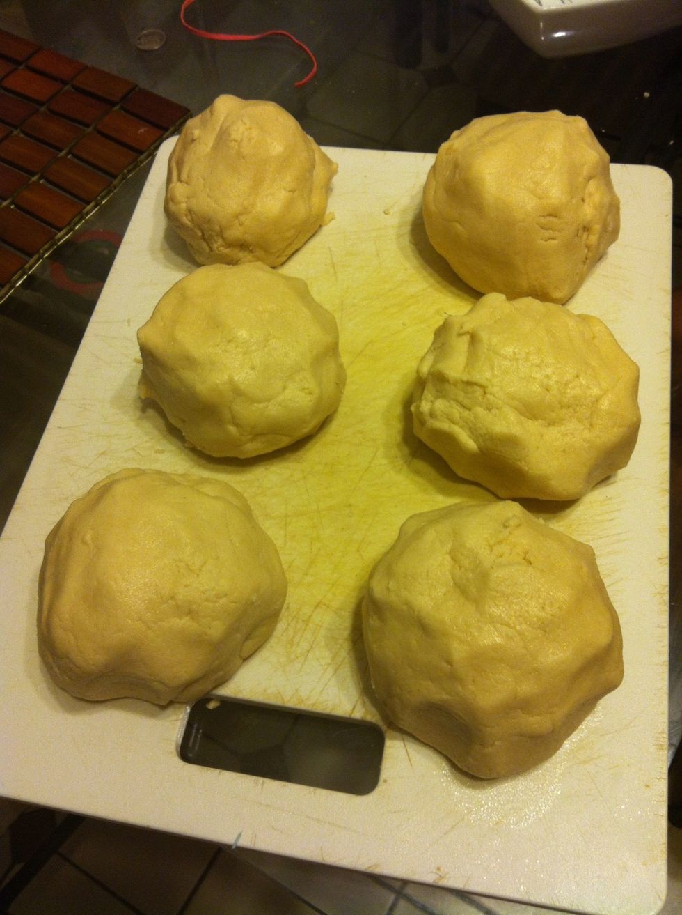 Divid into six separate balls of dough