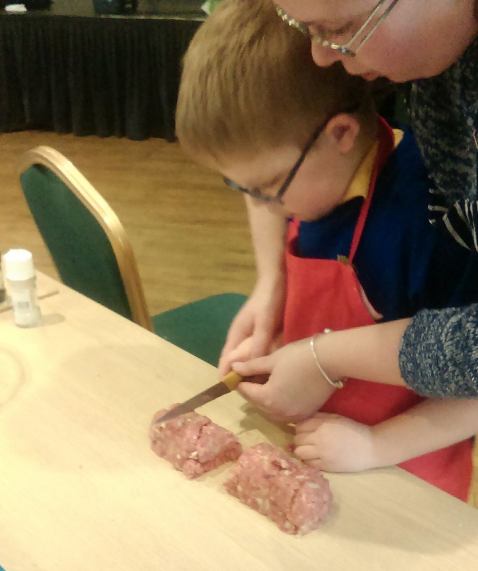 Divid mix onto 4 balls. Shape into burgers and cook in a frying pan for a few minutes on each side until cooked through.