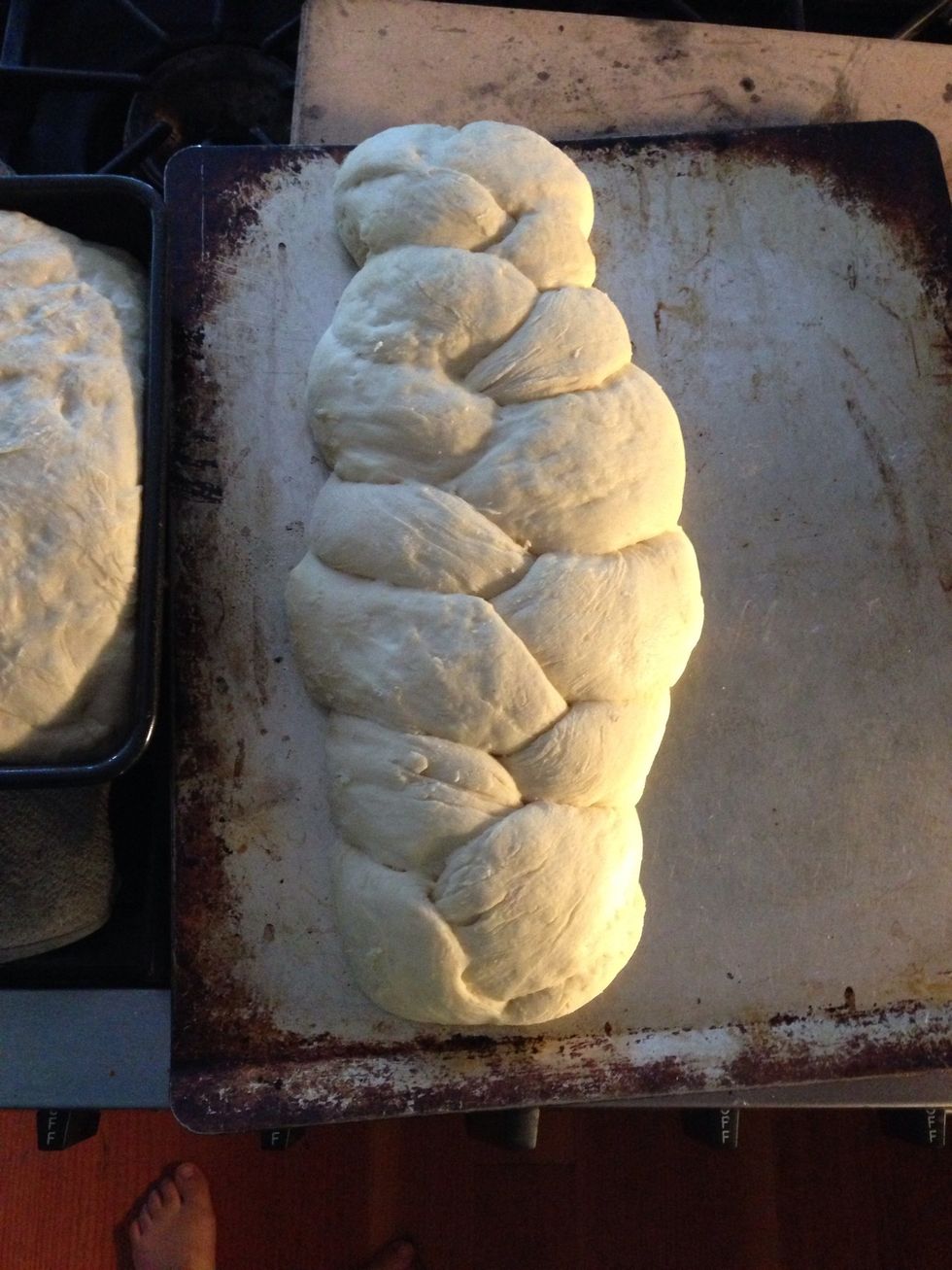 Divide dough in half. Braid one, or both. I recommend braiding both. The braid turned out way better! :)