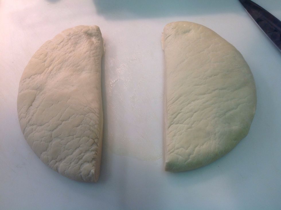 Divide dough in half. Then form back into balls. Or whatever shape you like! It's rustic!
