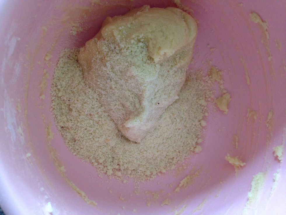 Divide in half(sorry no photo), add almond flour and mix well.