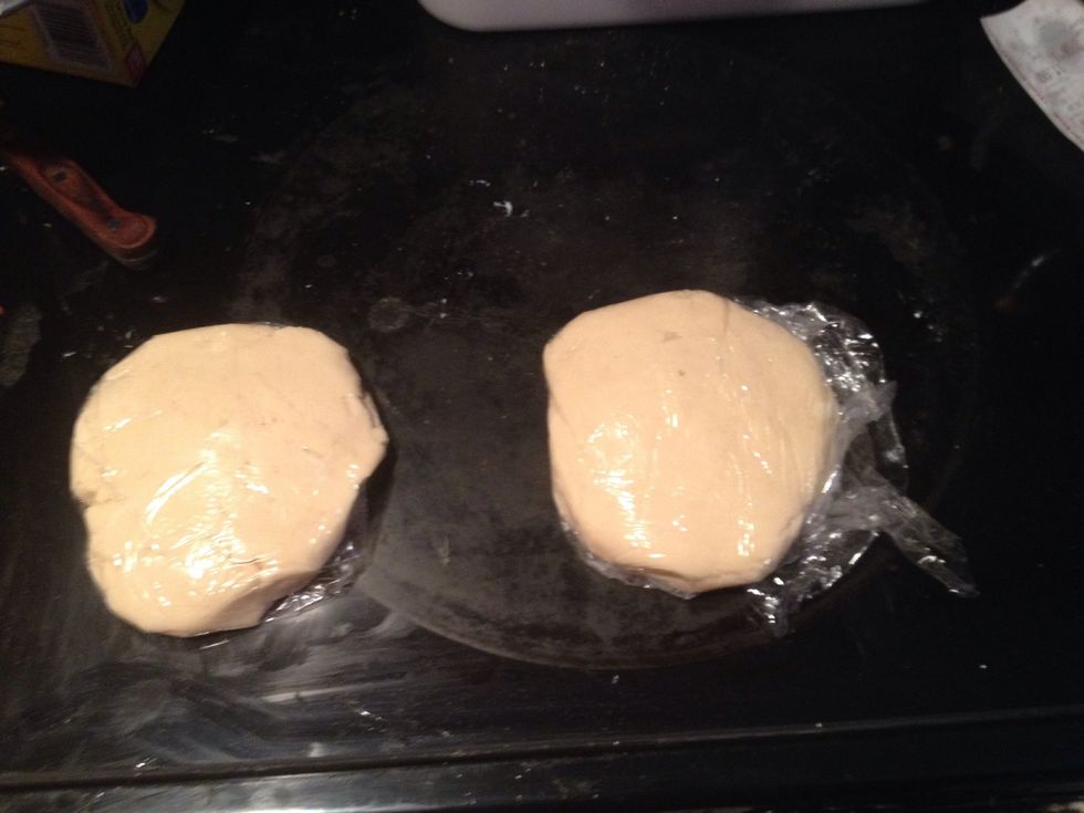 Divide into 2 and wrap them with cling wrap (cling film, cellophane wrap what ever u may call it)
