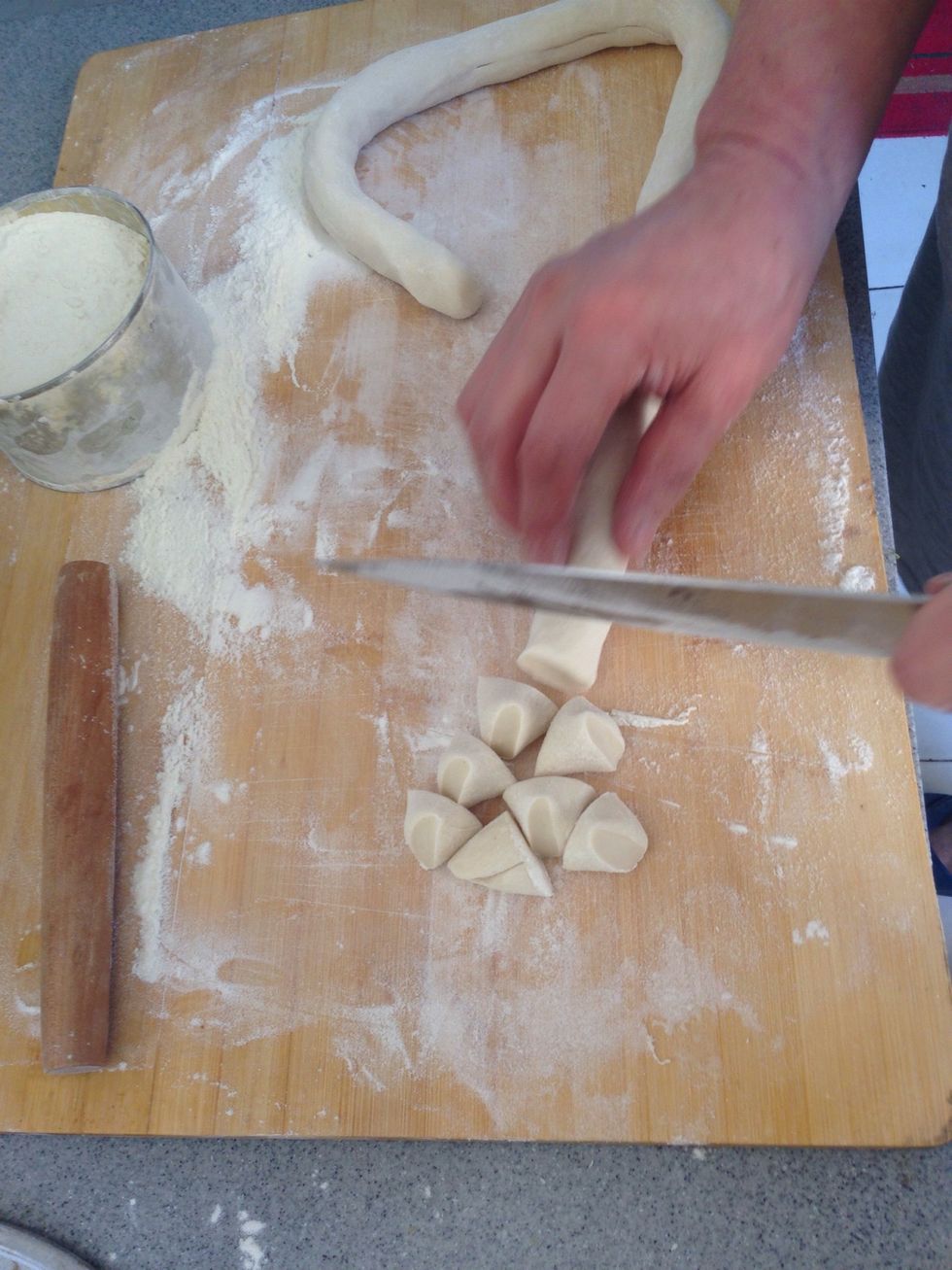 Divide into balls and flatten out each one.