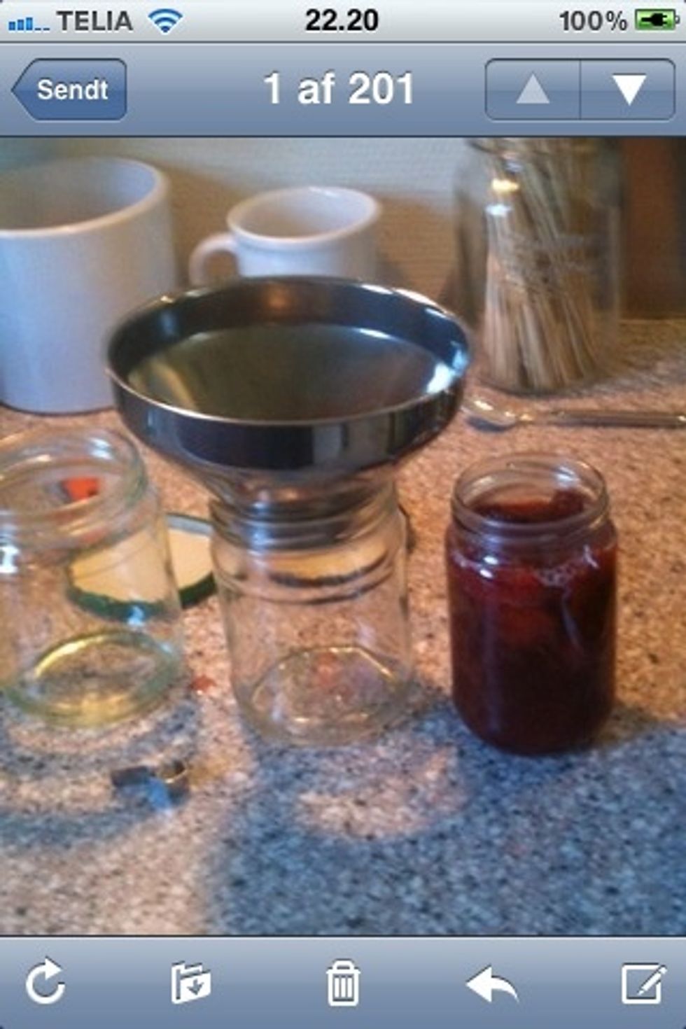 Divide juice and fruit evenly in your jars