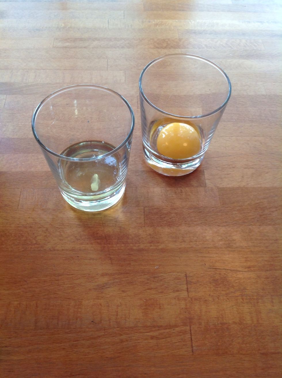 ...divide one of the eggs into yolk and white...