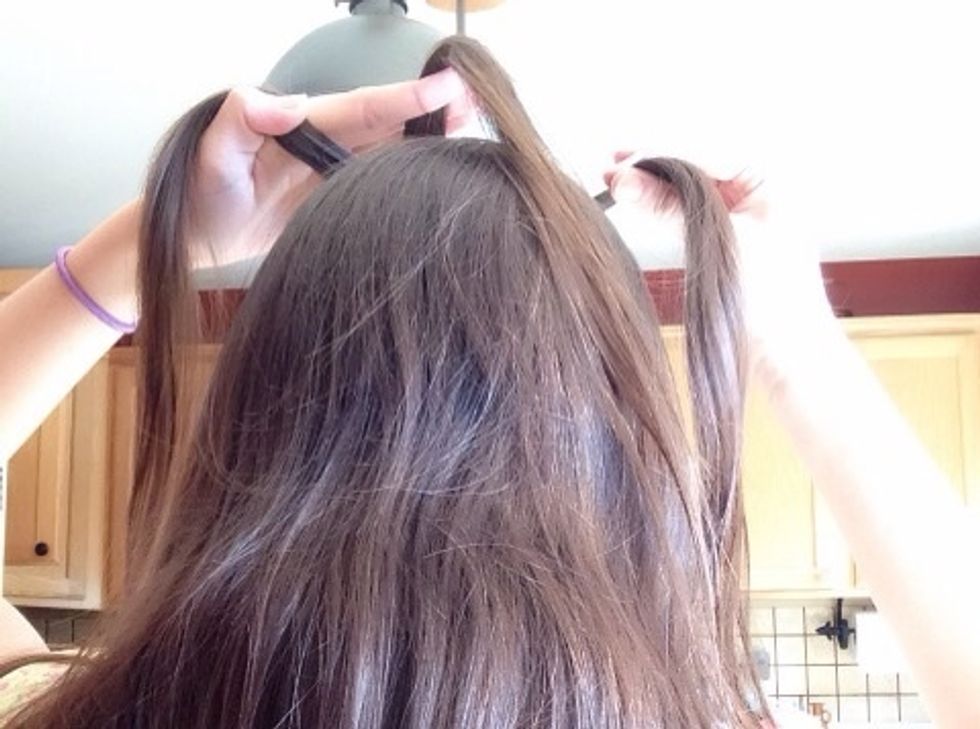 Divide that section into three and braid once normally