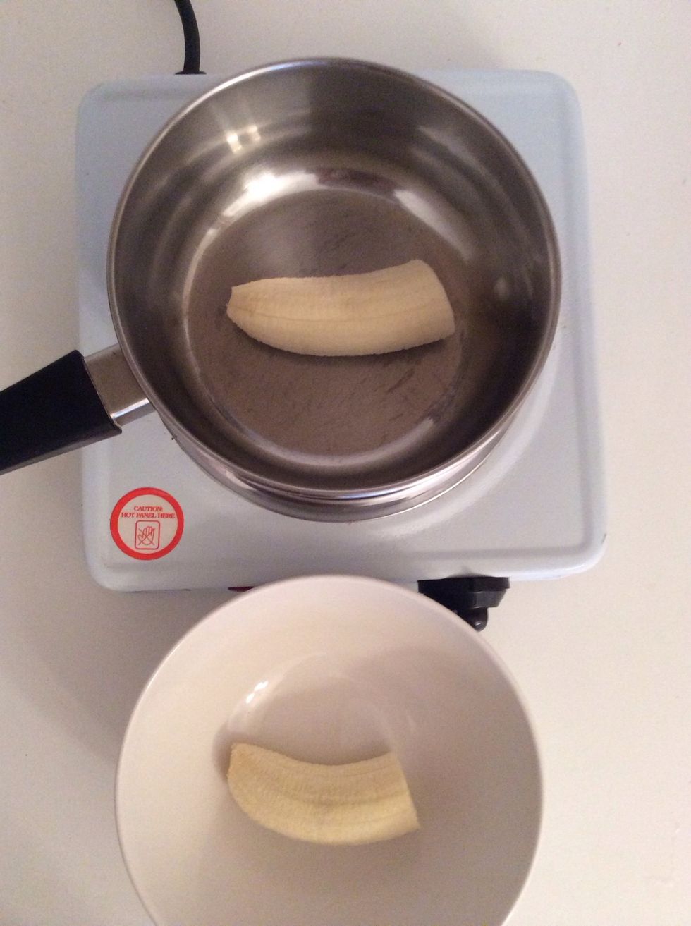 Divide the banana in two and put one half aside for now.