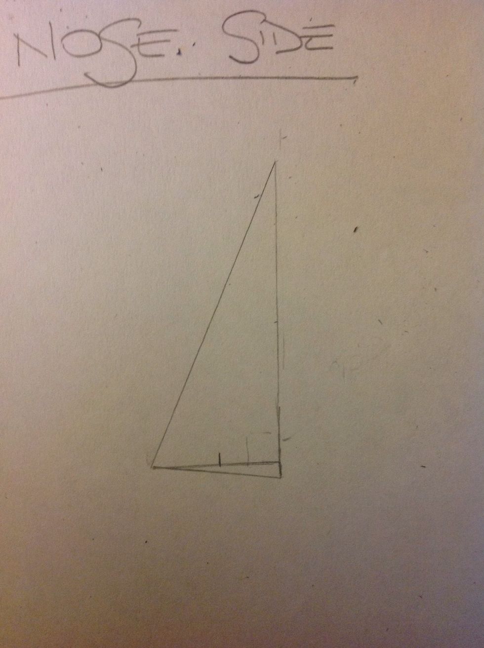 Divide the base of the triangle in half to form the profile of the nose.