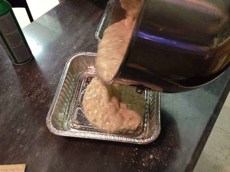 Divide the batter evenly....