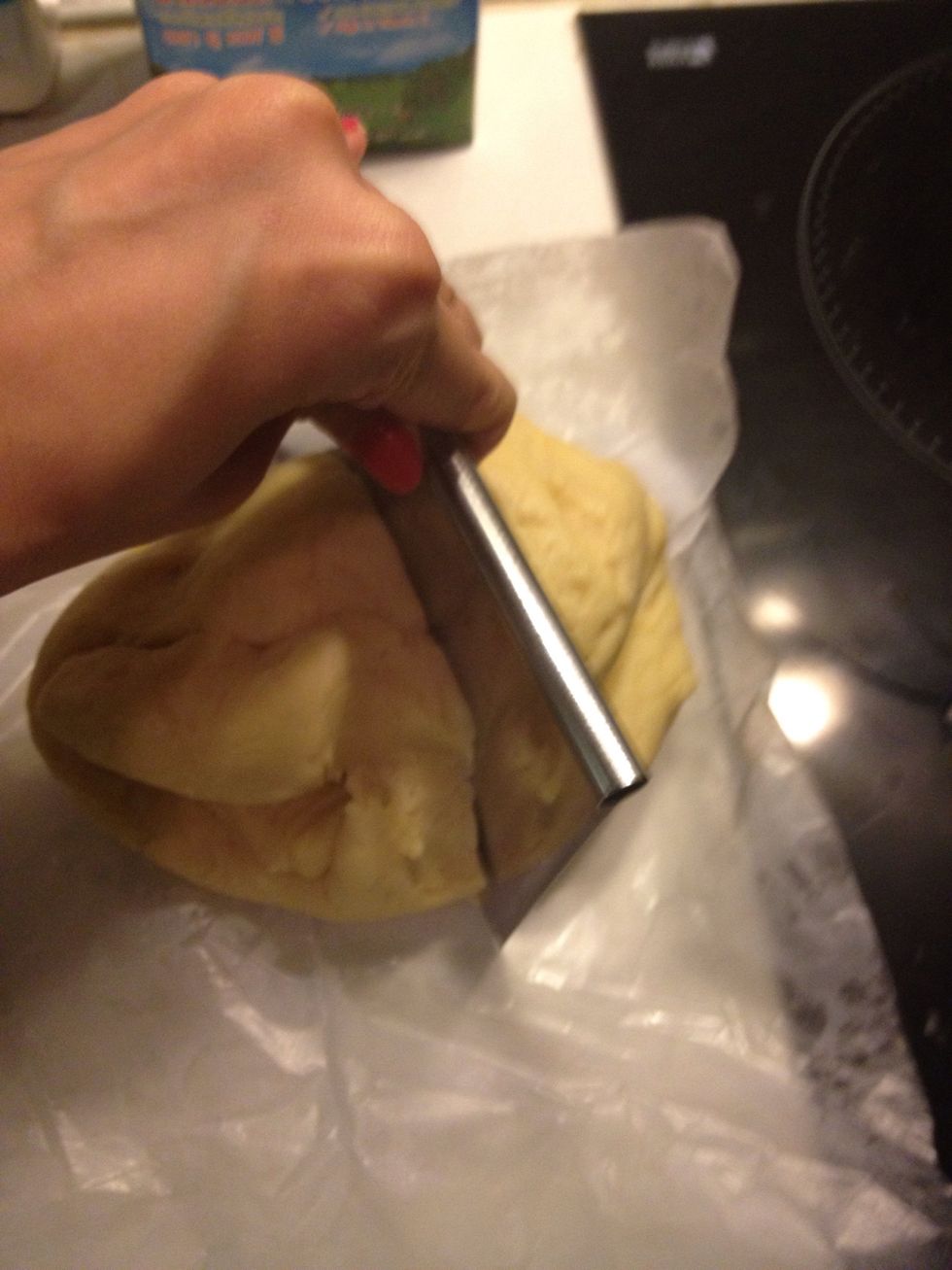 Divide the dough in half. Put the second half back in the fridge.