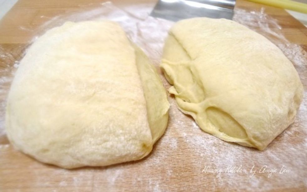 Divide the dough in half.