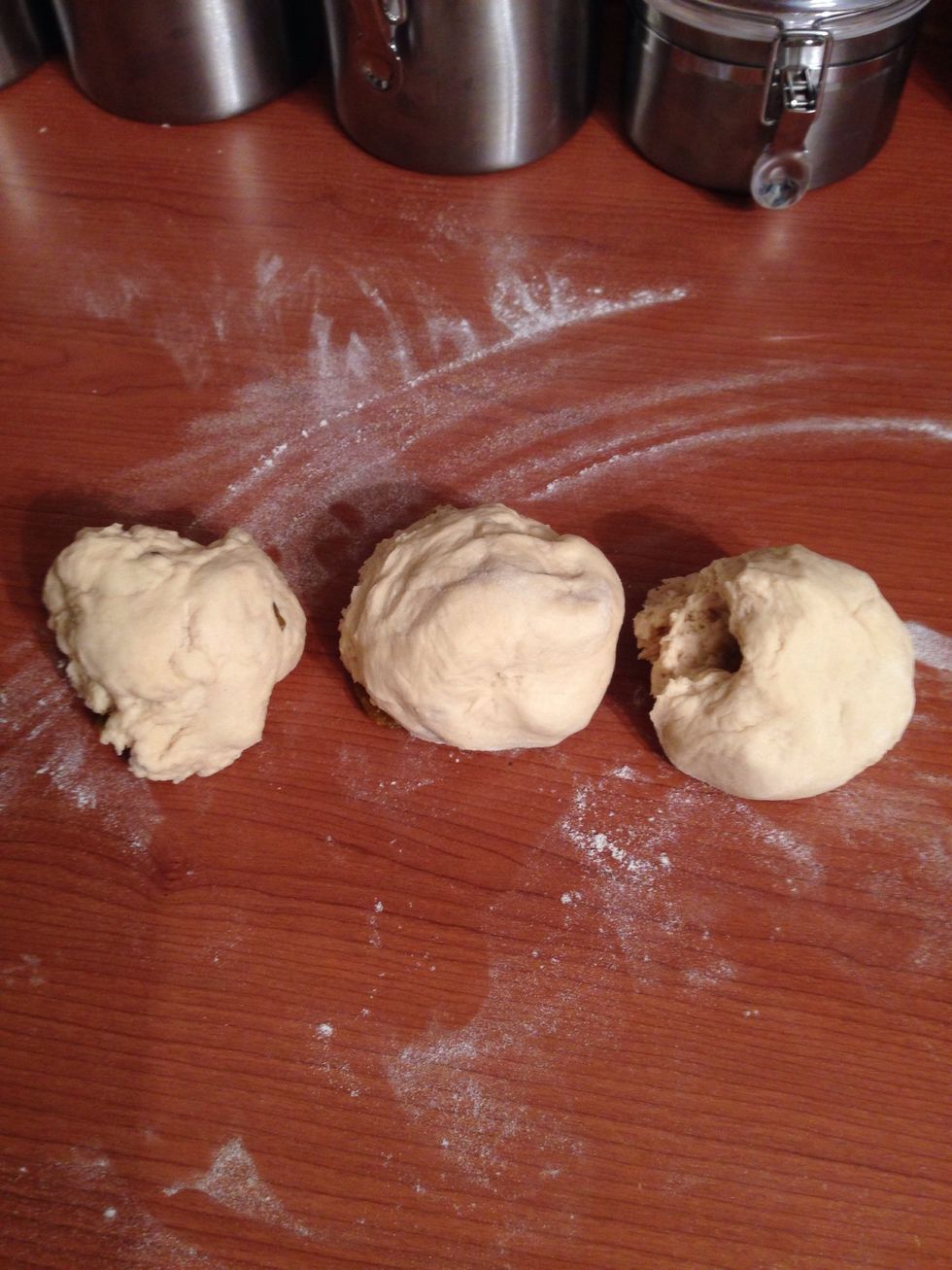 Divide the dough into three parts