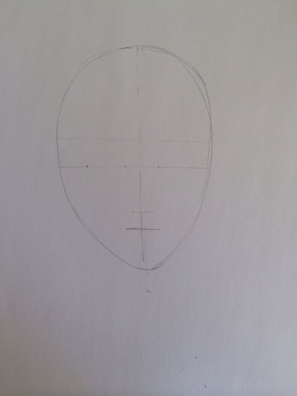 Divide the eye level line into five equal sections.