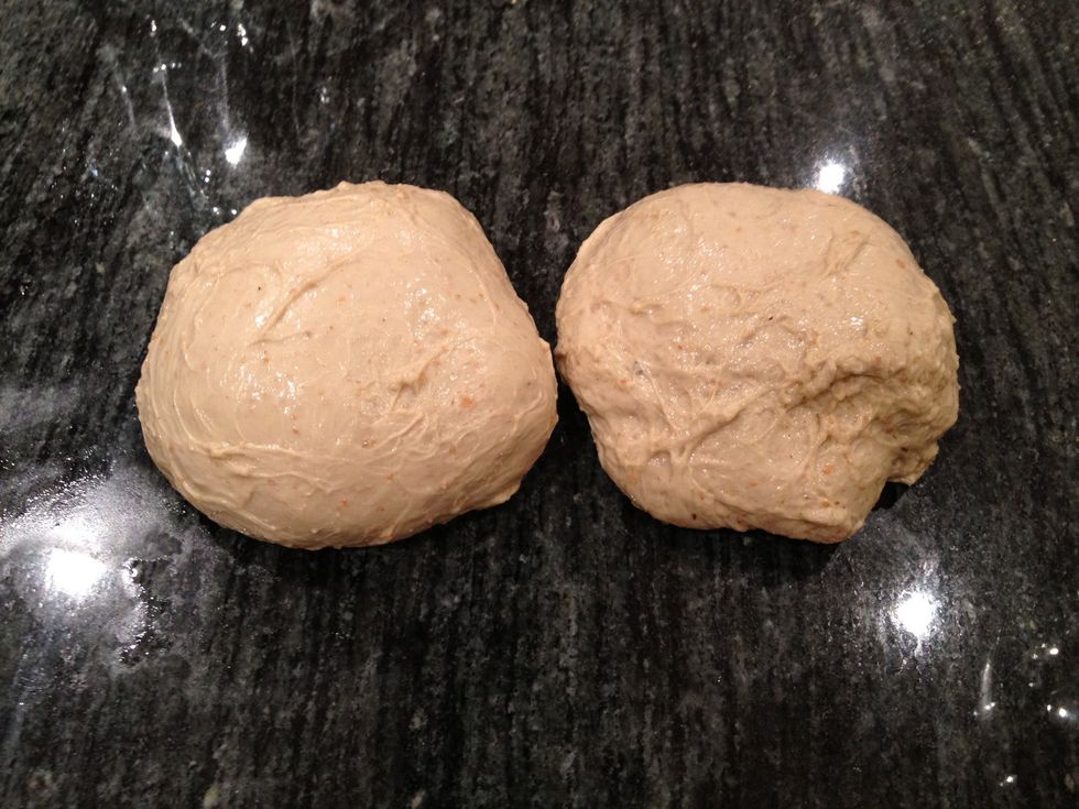 Divide the gluten into two equal size balls and then add them into the stockpot.