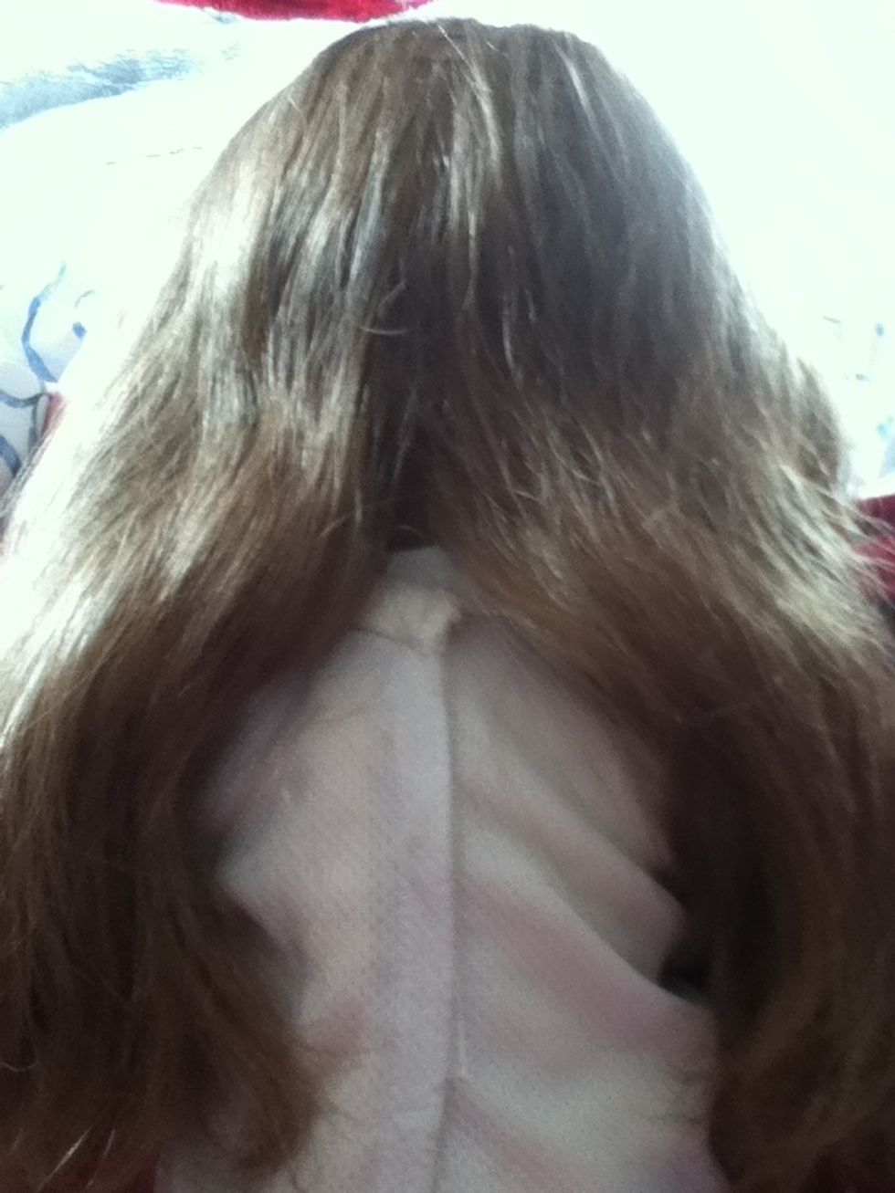 Divide the hair into two sections, like you would do in the start of a normal fish tail {herringbone}