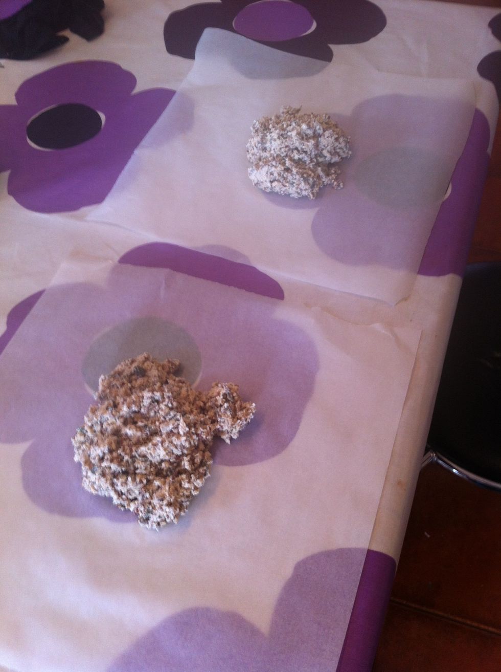 Divide your dough into 2 and put one on each