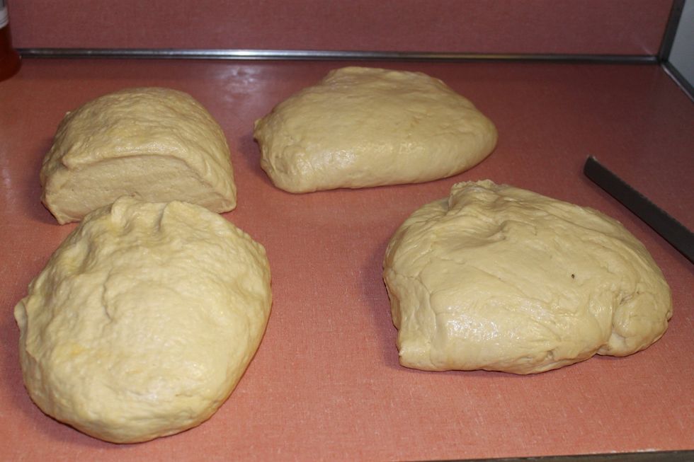 Divide your dough into 4 equal parts