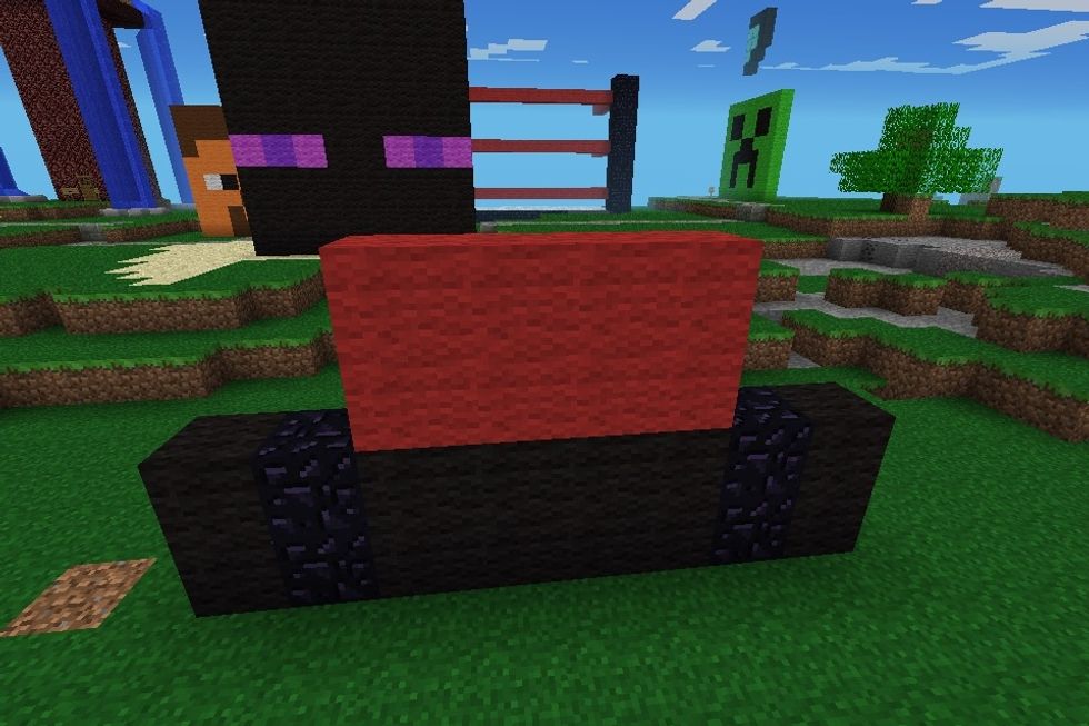 Do 2 rows of 4 red wool in the middle