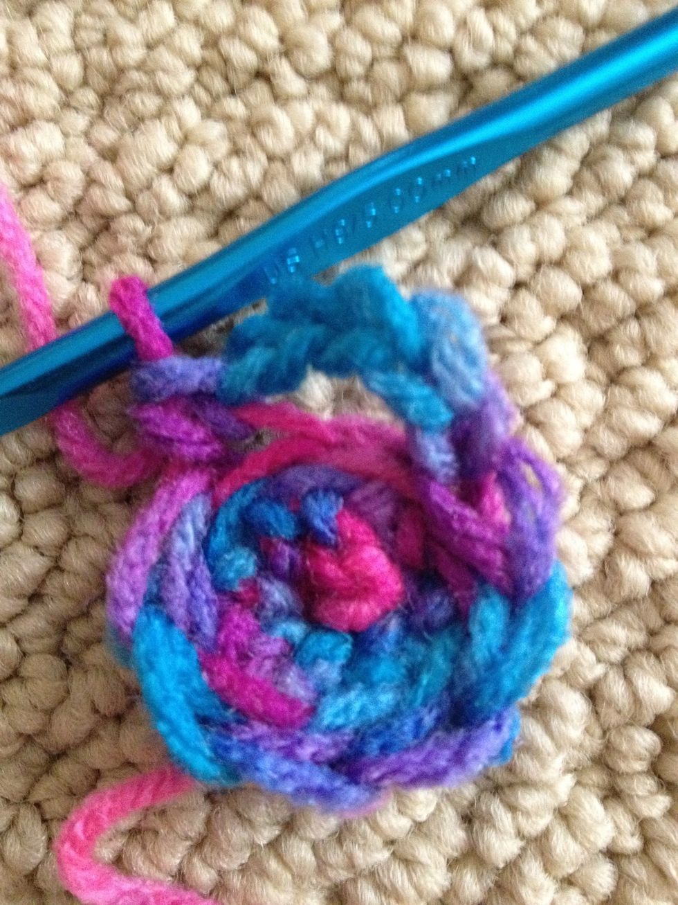 Do a chain stitch through the next loop.