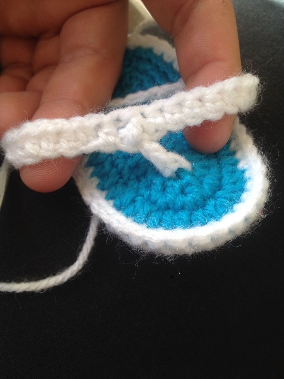 Do a half double crochet 2 together ( google or you tube if needed to learn stitch) then keep going doing the half double crochet in the chain up the other side. Then slip stitch into the 3 stitches