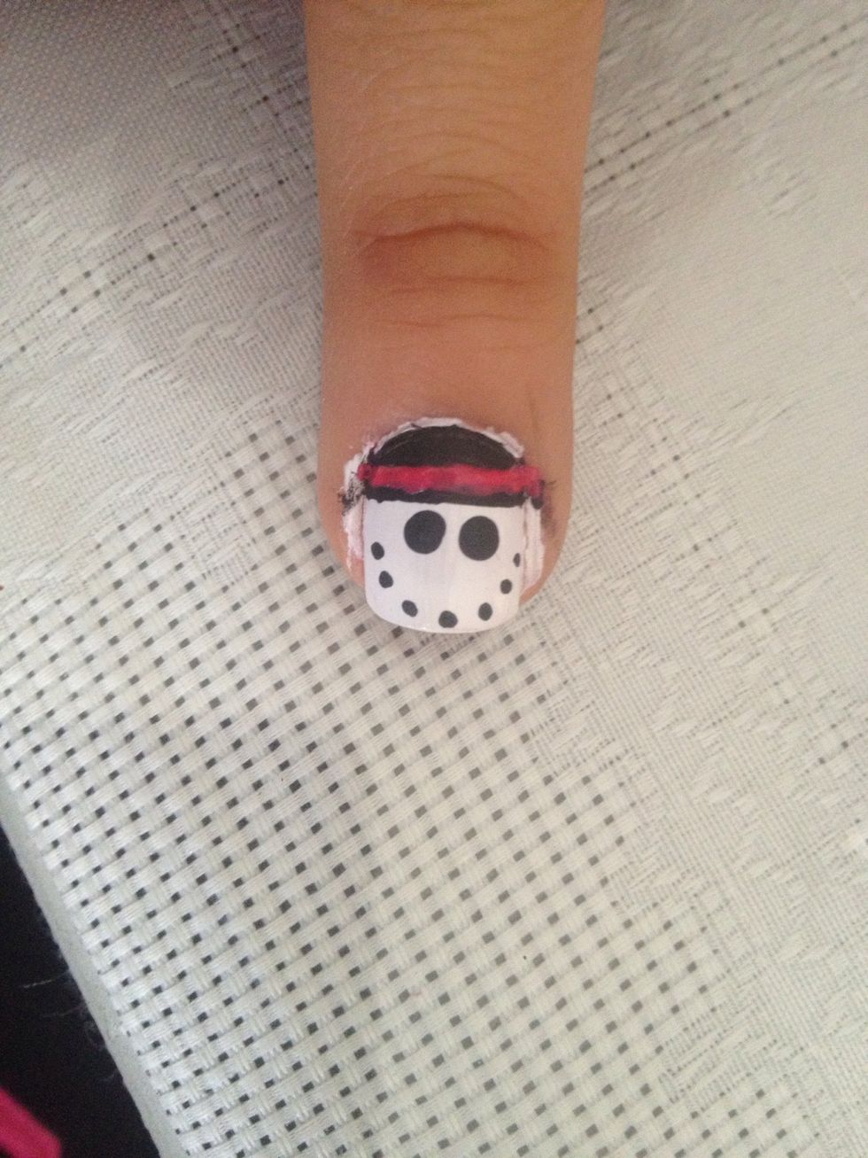 Do a red stripe on the snowman's hat