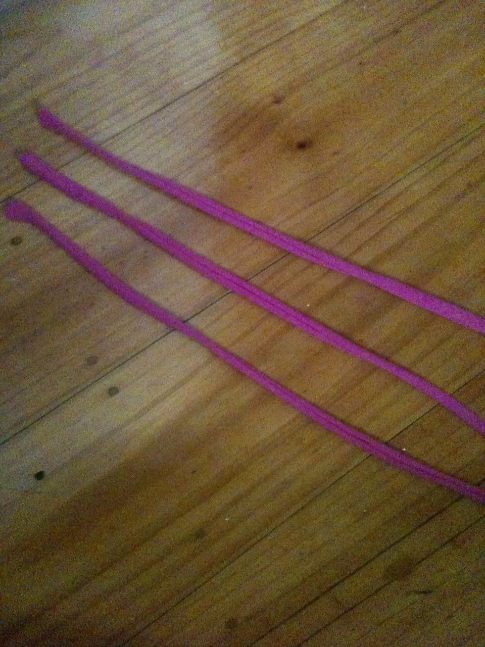 Do it to the other strips. Now tie small knots to connect them. (As small as possible!)