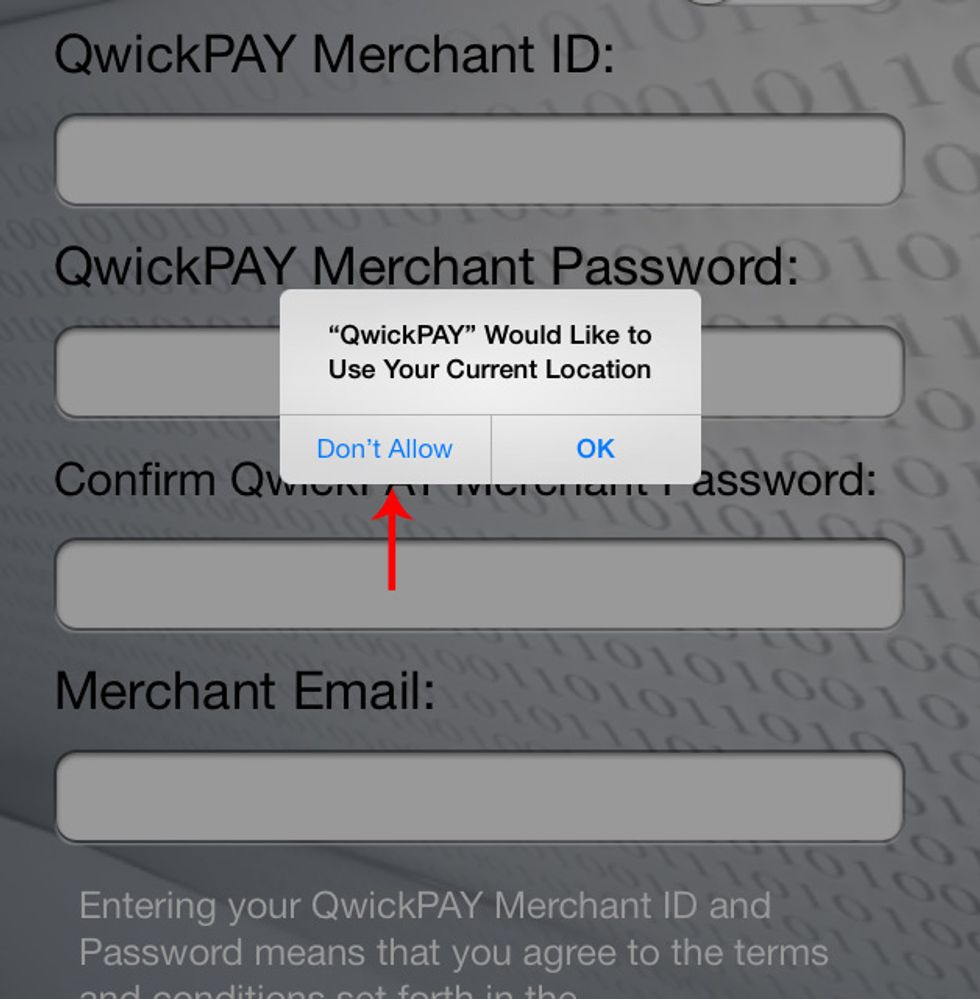 Do not allow it to use your current location (it is not needed for this test).