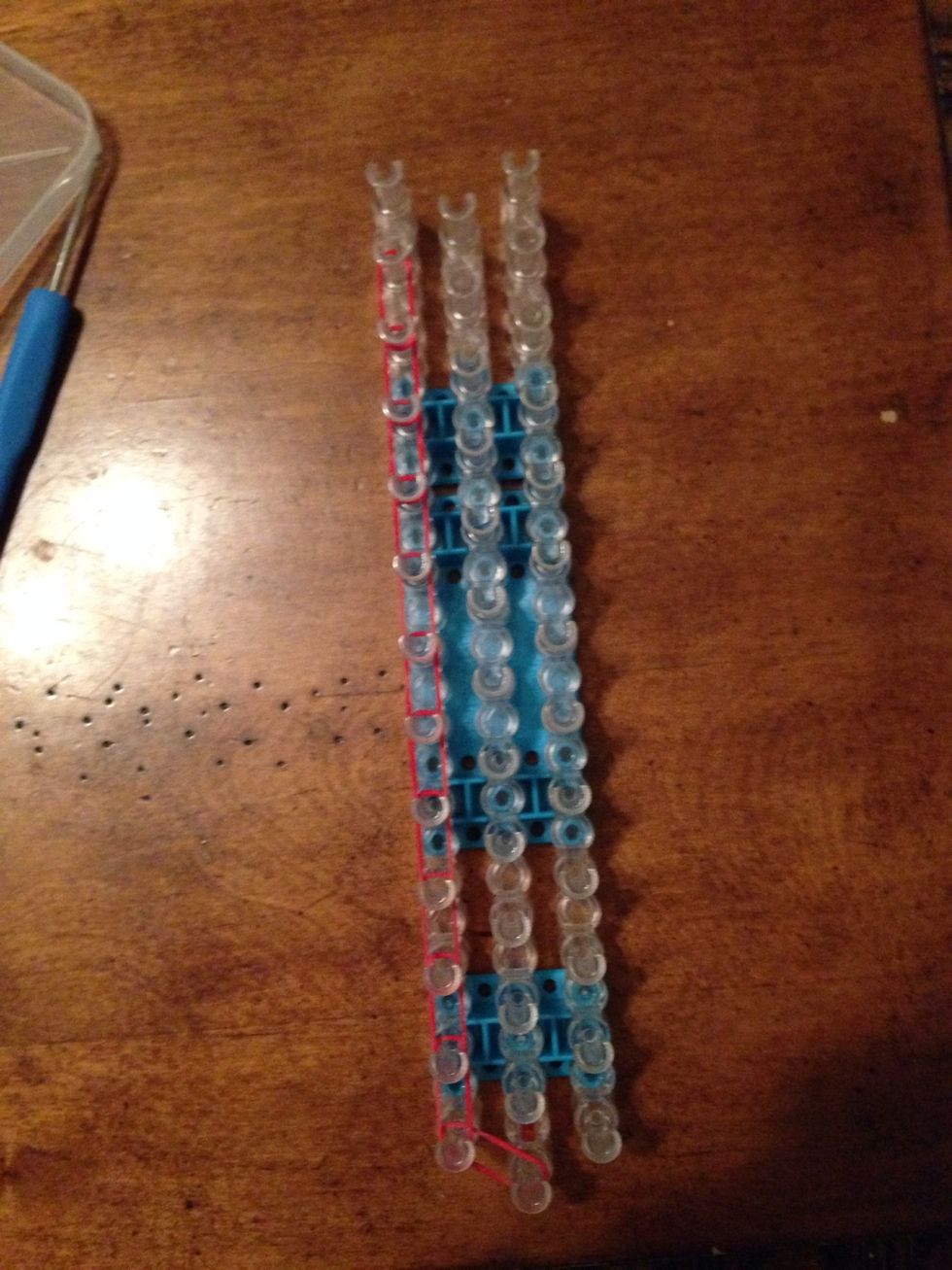 Do that all the way up and stop on the second to last pin