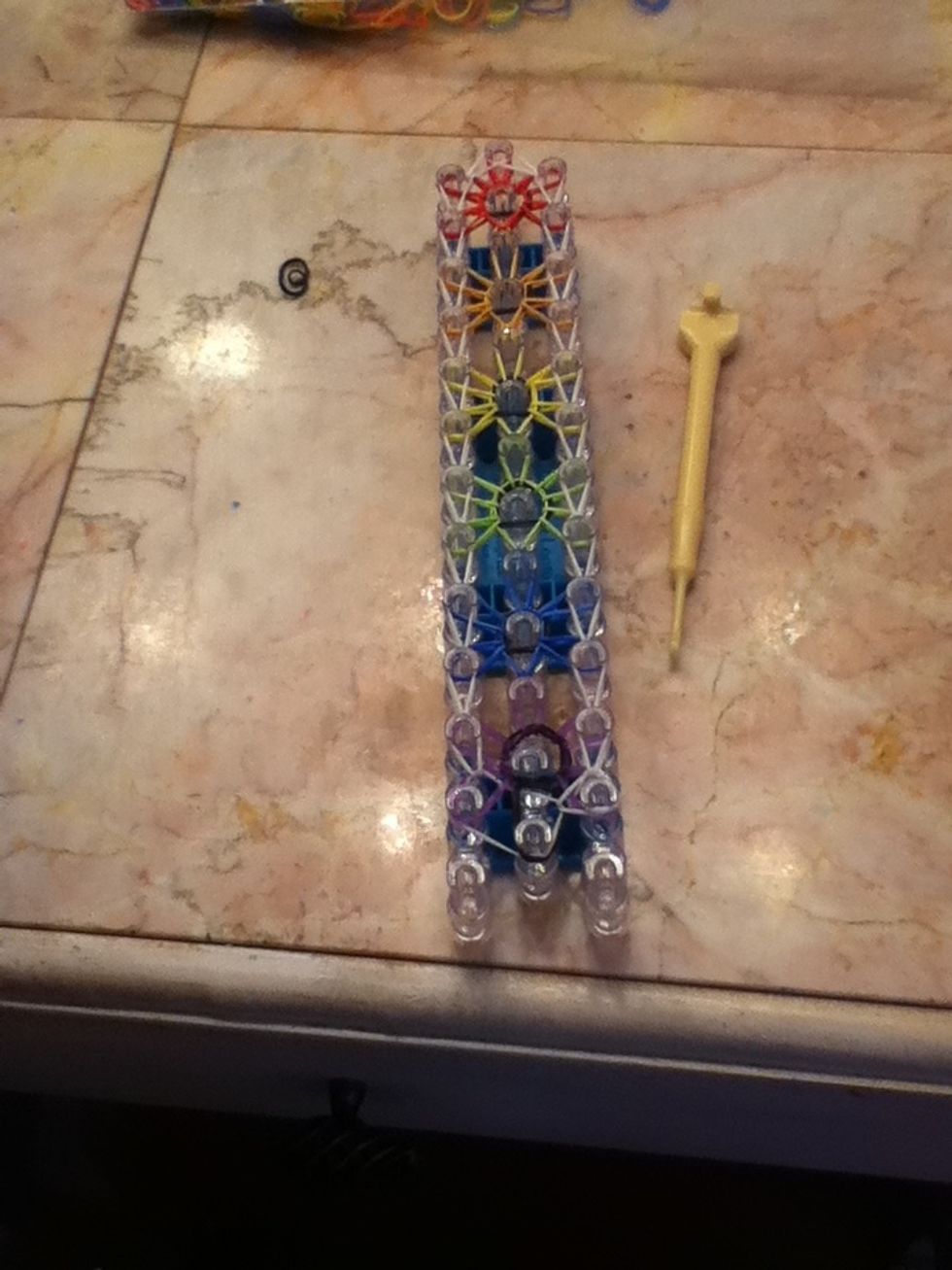 Do that on the other side. This is what you should end up with. When you get to the top, go diagonal again.