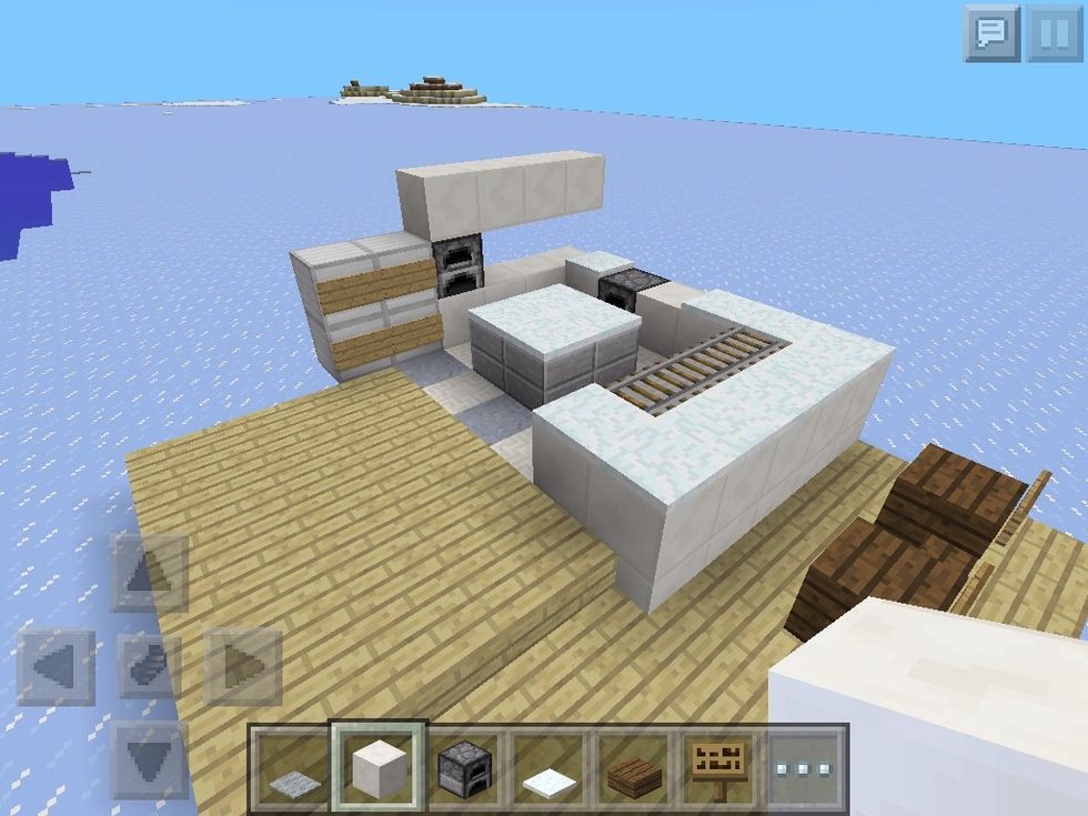 Do the following. The fridge is iron blocks with signs on top. Add another furnace.