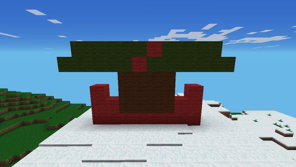 Do the same again but go 1 block in from the last line and go 1 block up and across from the red