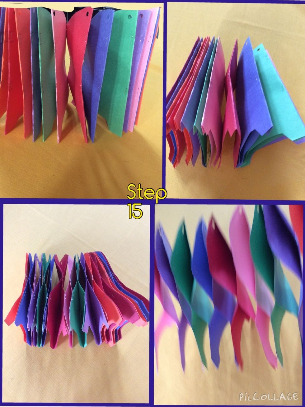 Do the same for the rest of the ornament pieces, and staple them together.When you are done it should look like an accordion.