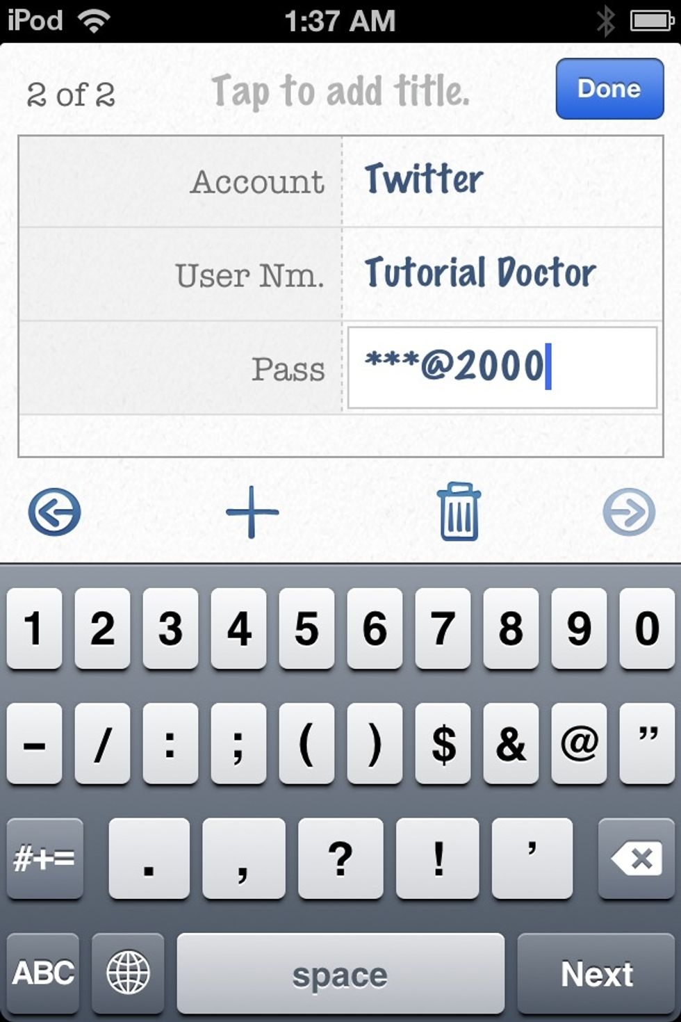 Do the same for TWITTER and hit DONE.