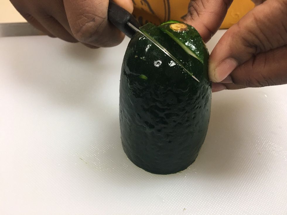 Do the same on both sides AGAIN, but this time a little below the first cut.