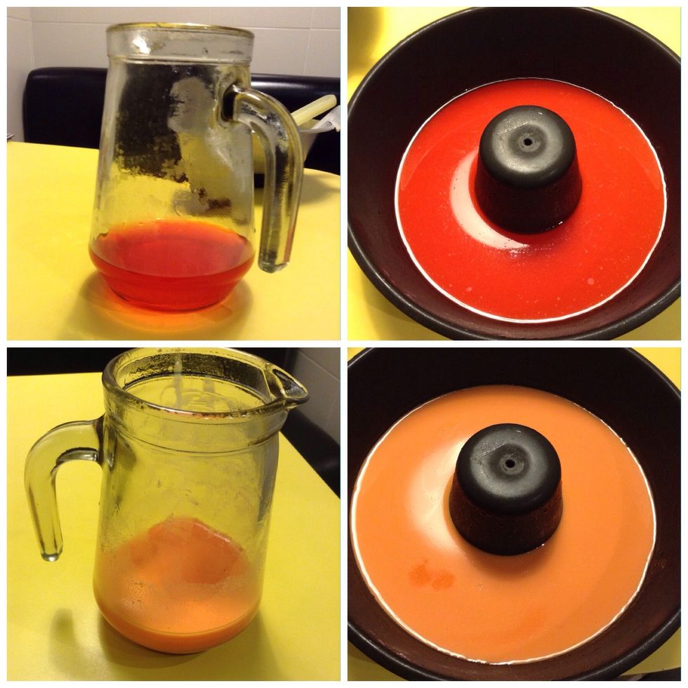 Do the same thing with the orange. Always leaving the shiny part for 10 minutes in the freezer and the dull part for 15.