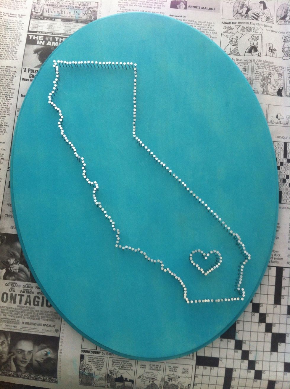 Do the same thing you did with the map: trace & nail. Now you are ready to start stringing.