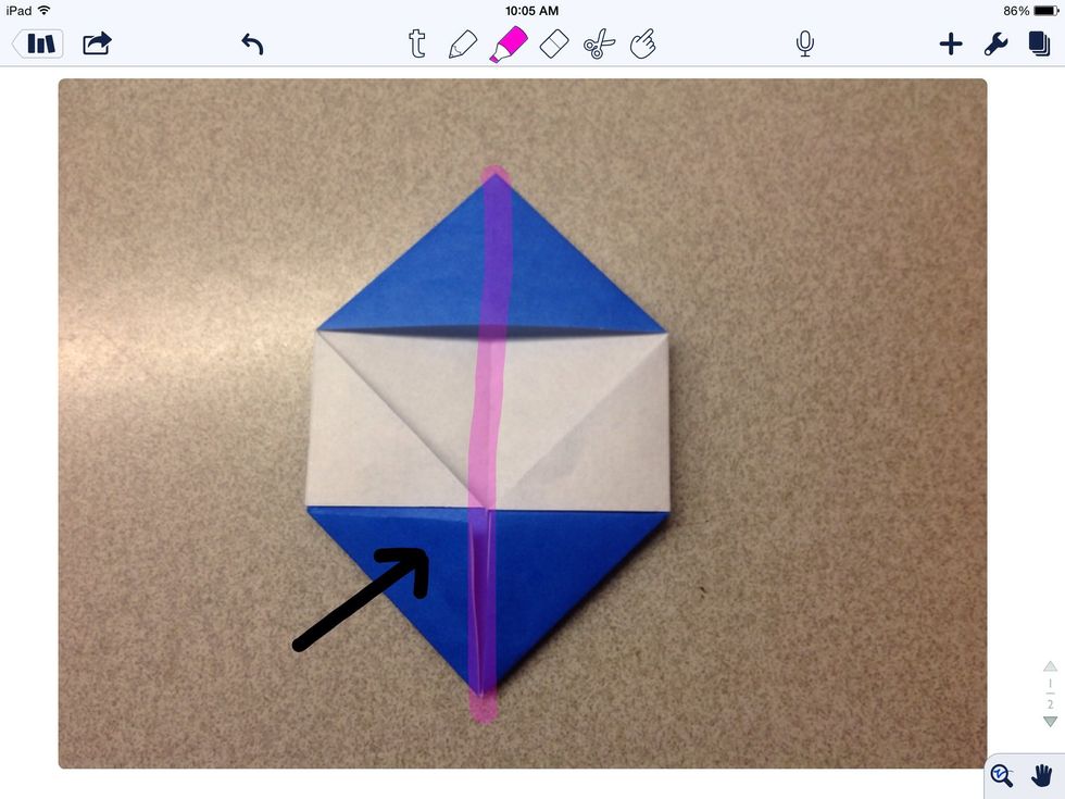 Do the same to the lower left hand corner.