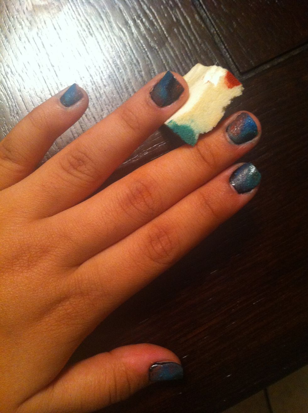 Do the same with the other colors such as pink and green and blend them. BLENDING IS THE MOST IMPORTANT PART!!