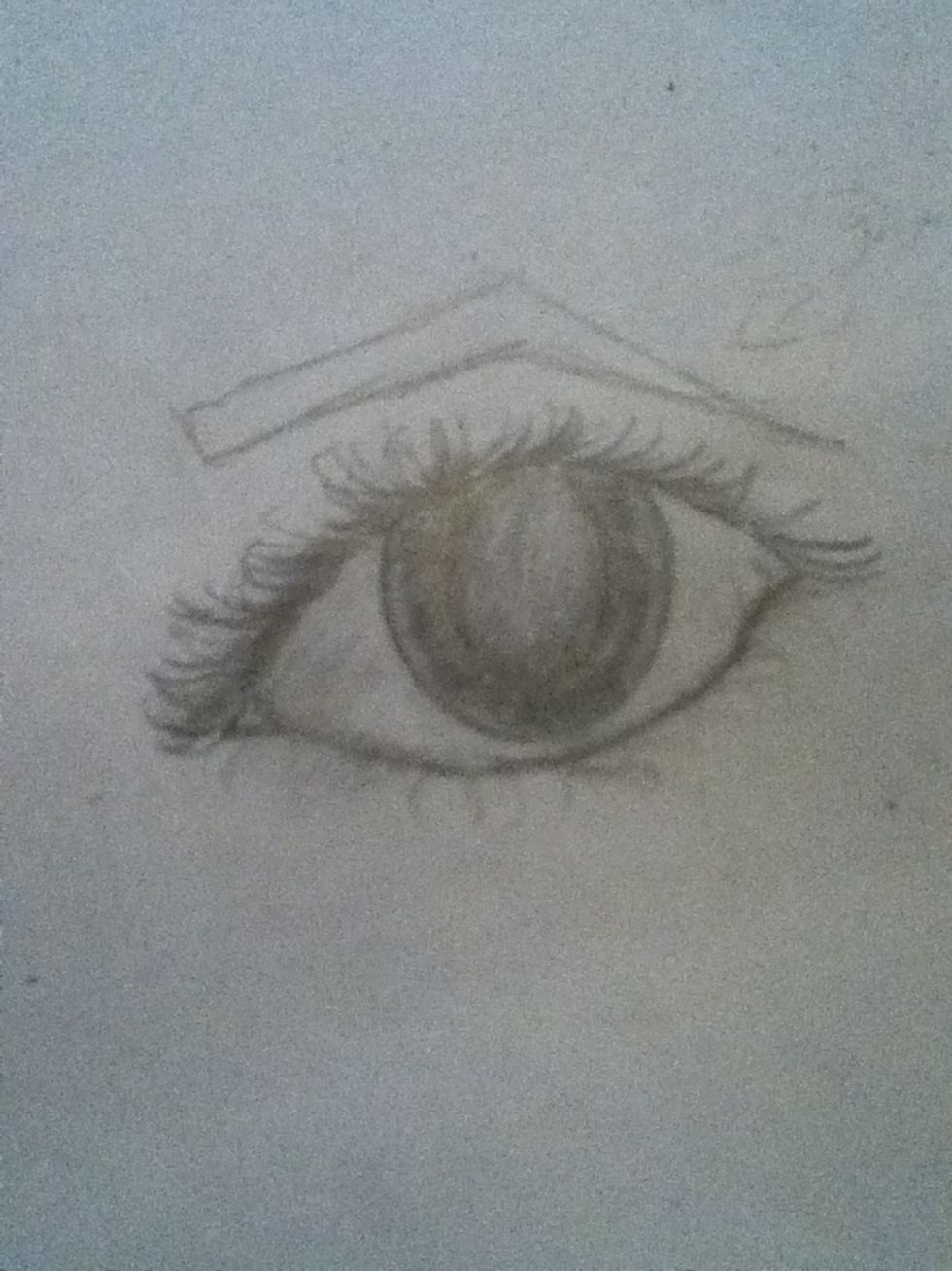 Do the top lart of the eyebrow. This is only the beginning line, so detail isn't needed.